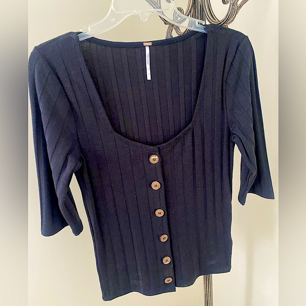 Free people black blouse sz large